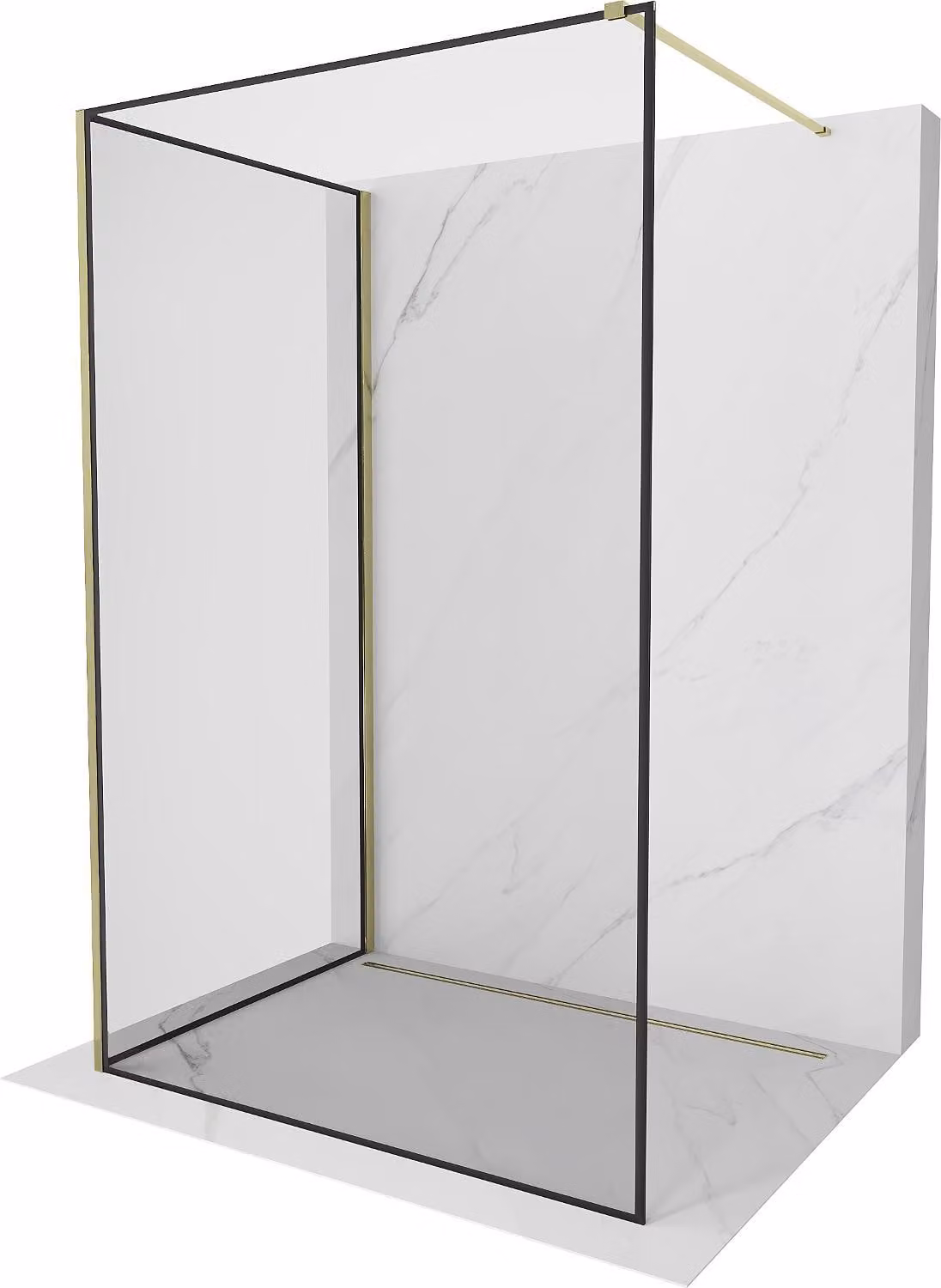 Mexen Kioto parete doccia Walk-in 140 x 70 cm, cornice nera, dorata - 800-140-212-50-70-070