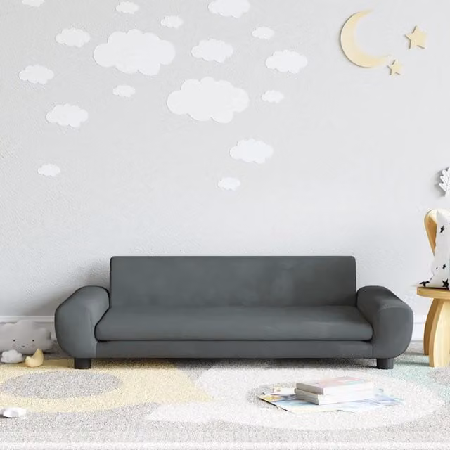 Divano per bambini vidaXL in velluto grigio L: 100 cm, P: 54 cm, H: 33 cm – 1