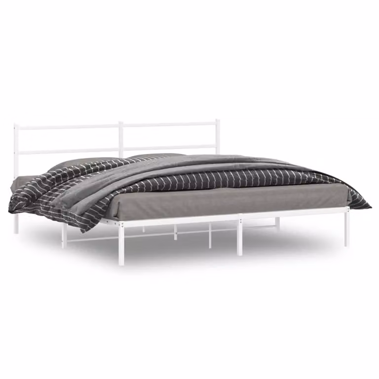 vidaXL Giroletto con Testiera in Metallo Bianco L: 198 cm, P: 207 cm, H: 90 cm