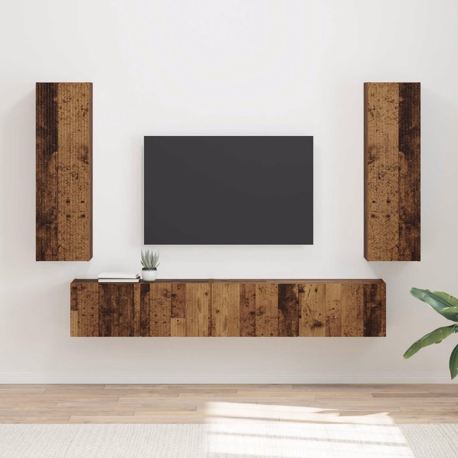 Set mobile TV moderno vidaXL in legno marrone da 3 pezzi – 1
