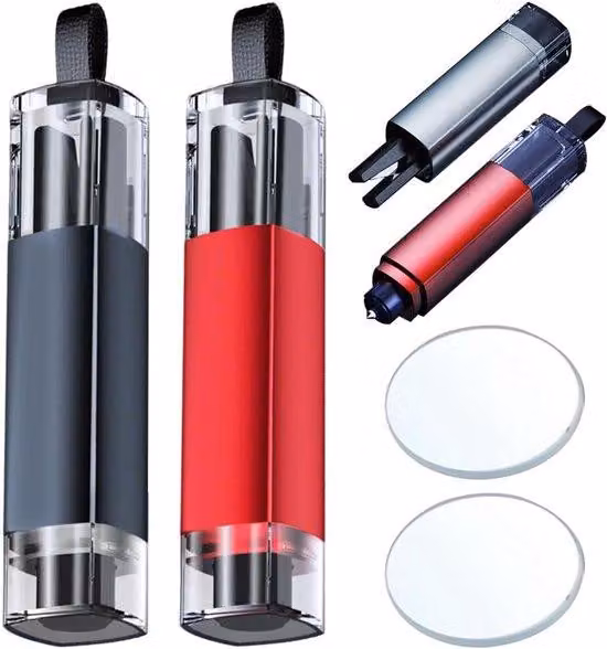 Kit utensile 2-in-1, martello di emergenza con tagliacinture di sicurezza, provetta di controllo, per auto e autobus (grigio, rosso)