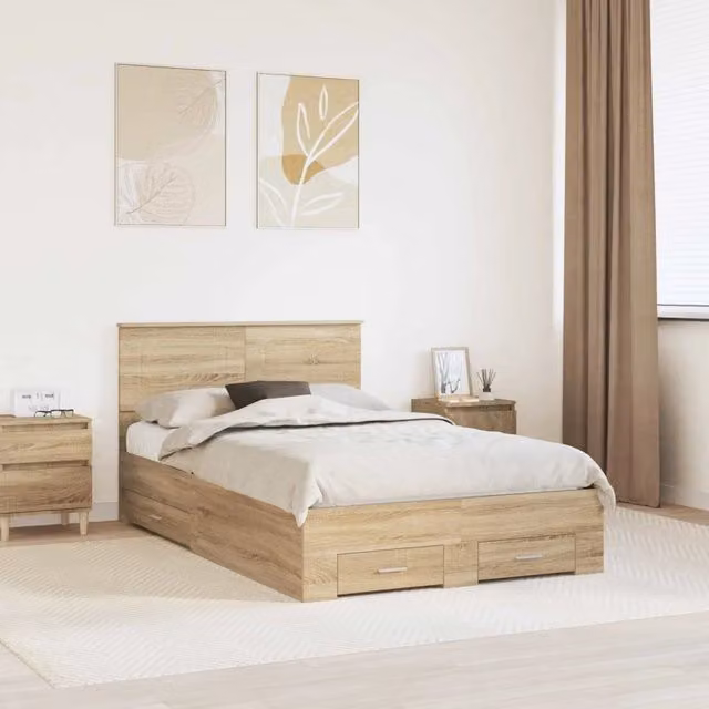 Struttura letto moderno con cassetto vidaXL in legno color marrone L/P/H: 200 x 120 x 90 cm