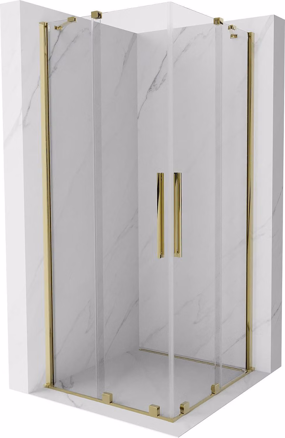 Mexen Velar Duo cabina doccia scorrevole 90 x 90 cm, trasparente, oro - 871-090-090-02-50