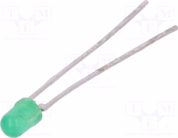 2 LED, 3 mm, 30°, TLHG4400-AS12Z, diodi LED a montaggio traversa, 3 mm, verdi, 16÷32 mcd