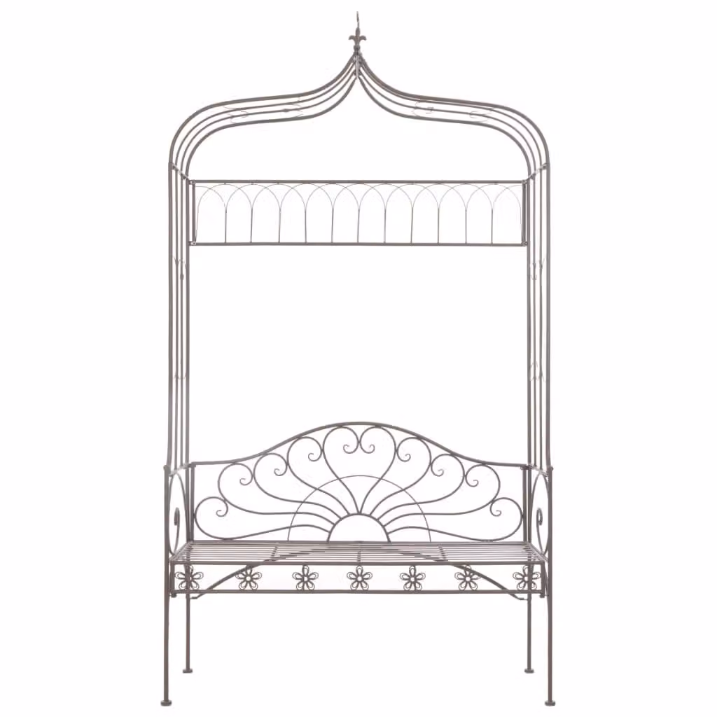 Panchina da Giardino 122 cm in Ferro Marrone Anticato
