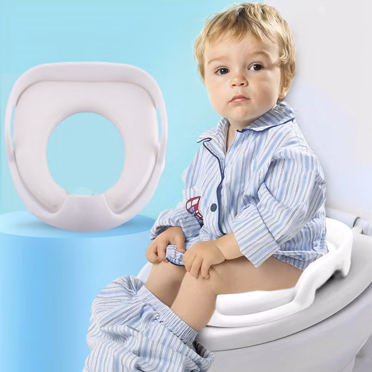 Kinder Toilet Seat - Sedile per l'addestramento al vasino con maniglie (bianco)