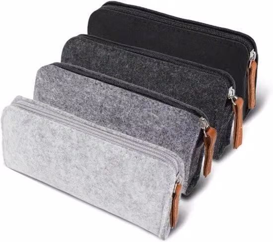 Set di astucci neri con cerniera, 4 pezzi, multifunzionale, grande