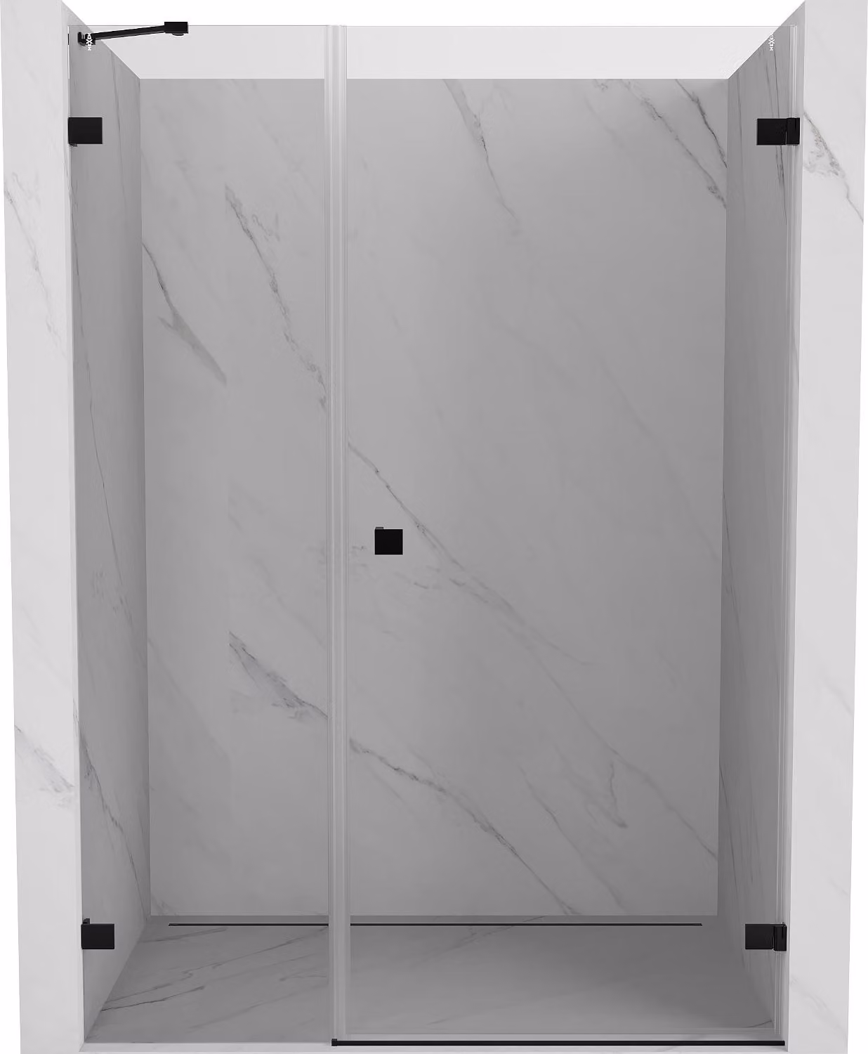 Mexen Lunar-B porta doccia a battente destra 145 cm, trasparente, nero - 832S-145-050-70-00-P