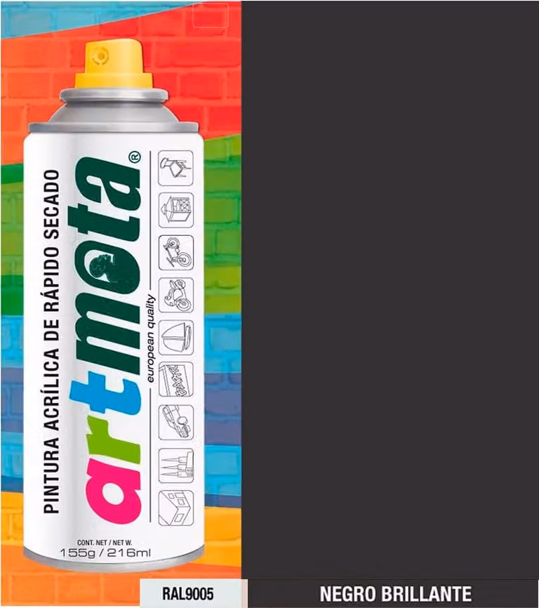 Spray nero lucido RAL 9005 216 ml Mota La01