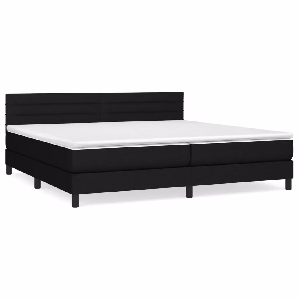 Letto Ibrido vidaXL con Giroletto a Molle e Materasso in Tessuto Nero e Bianco L/P: 200 x 200 cm – 2