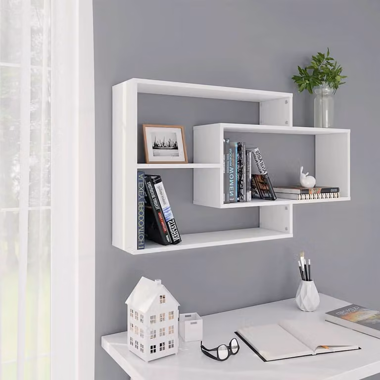 vidaXL Mensole a Muro Bianche in Legno Multistrato e MDF L: 104 cm, P: 20 cm, H: 58,5 cm