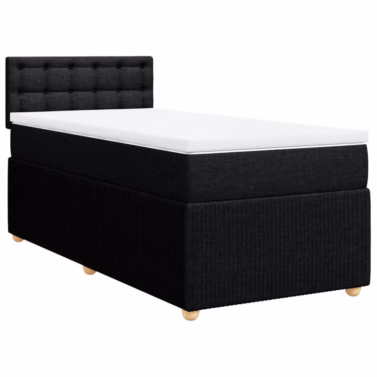 Giroletto a Molle con Materasso Nero 90x190 cm in Tessuto