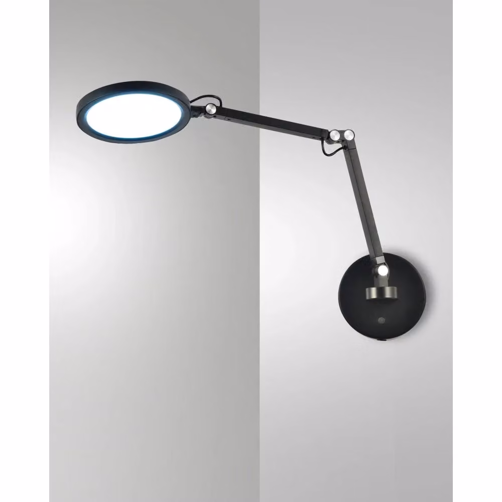 Regina Fabas Luce - Lampada da muro rotonda orientabile con LED da 9W, dimmerabile e regolabile CCT, colore nero – 2