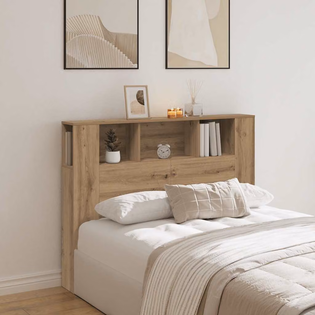vidaXL Mobiletto con testiera in rovere artigianale marrone in legno ingegnerizzato L 140 cm, P 18,5 cm, H 102,5 cm