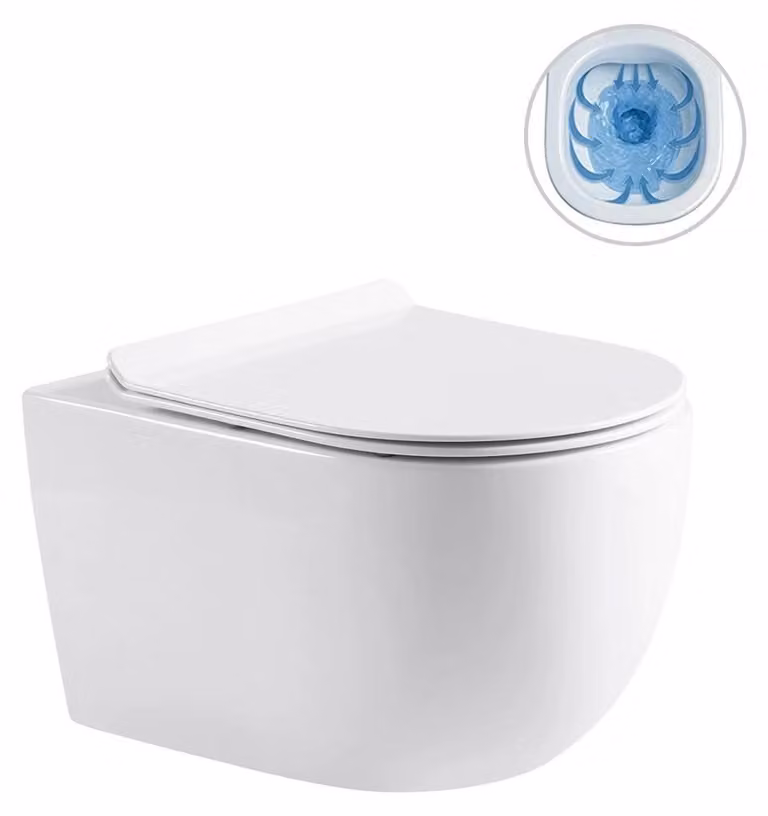CERANO - WC sospeso Felci, senza brida + sedile Slim/UF - bianco lucido - 53x37 cm