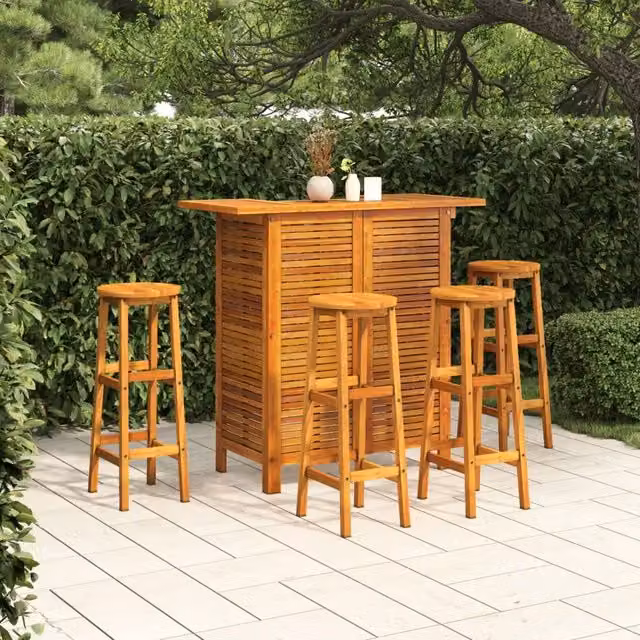 Set da Bar per Giardino 5 pz in Legno Massello di Acacia 3116001