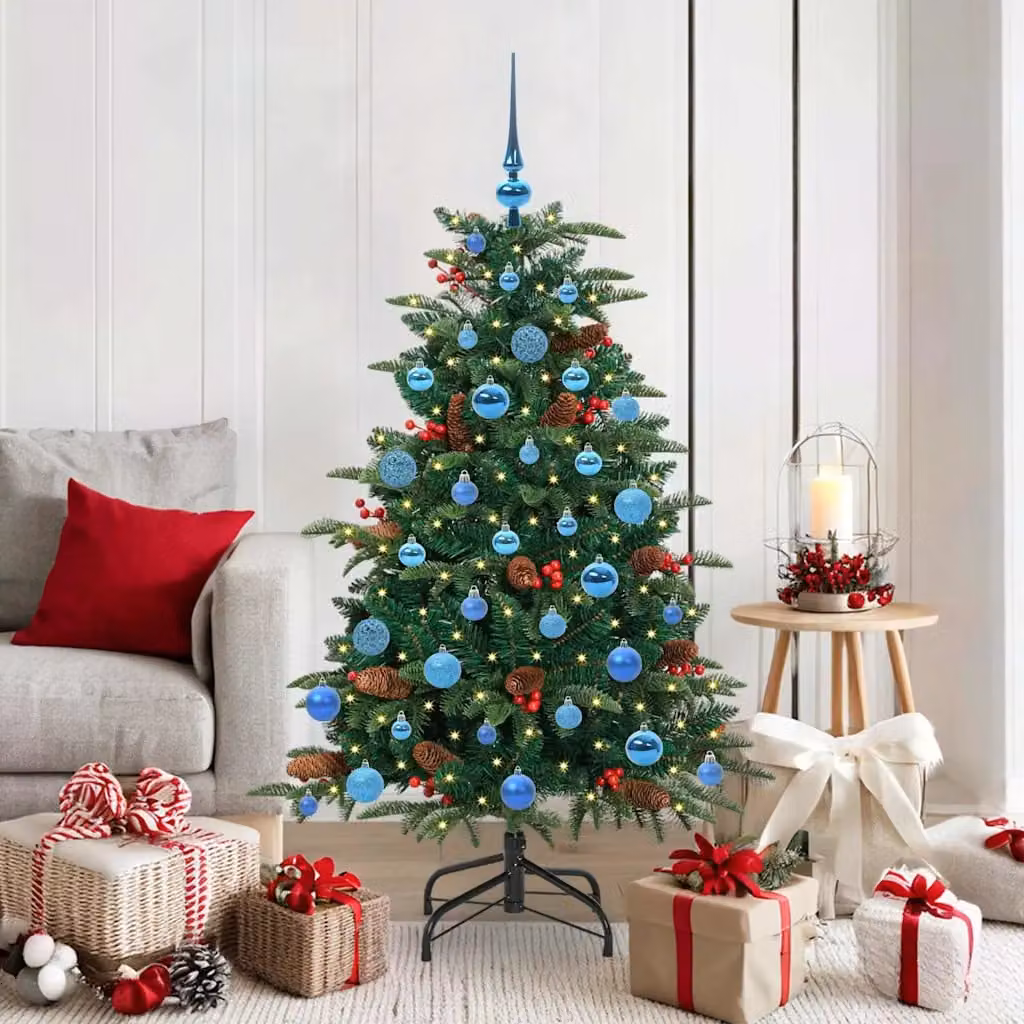 Albero di Natale artificiale vidaXL verde con 150 LED luce bianca calda, Altezza: 150 cm