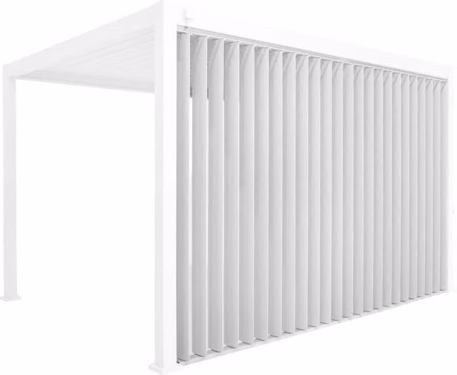 Pannello verticale a lamelle orientabili Sweeek in alluminio bianco per pergola bioclimatica, Lunghezza: 4 m