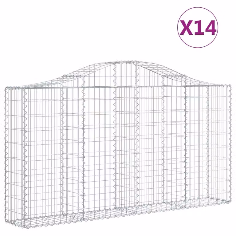 Cesti Gabbioni ad Arco 14 pz 200x30x100/120 cm Ferro Zincato
