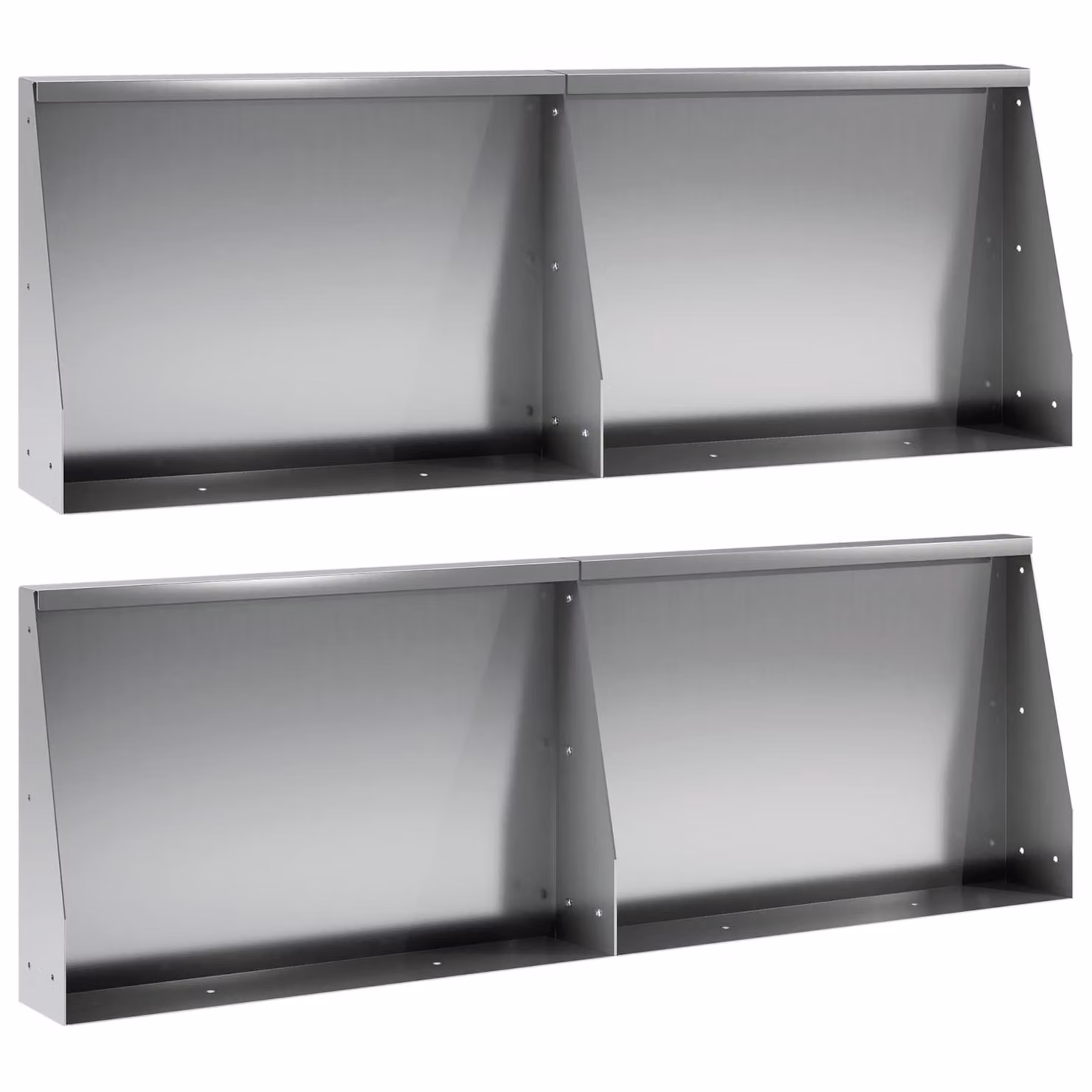 Set di 4 muretti per aiuole rialzate vidaXL in acciaio zincato argento, L: 60 cm, P: 40 cm, H: 12 cm