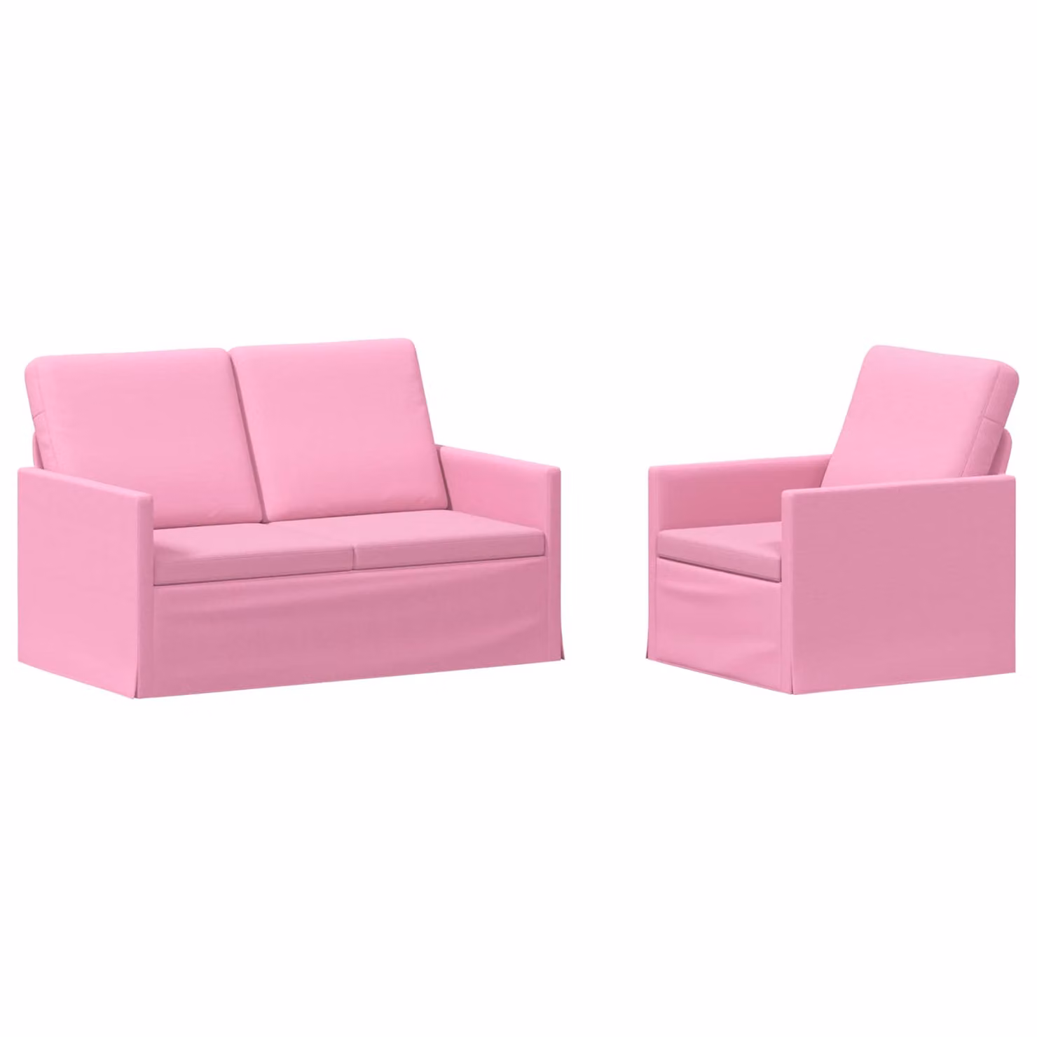 Set di 2 divani moderni vidaXL in tessuto rosa con struttura in metallo