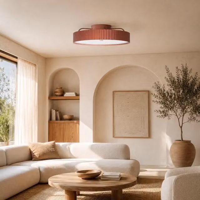 Ventilatore da soffitto con luce LED e telecomando THOMSON MIRA marrone e trasparente