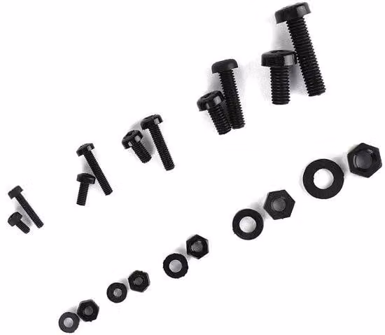 Set di viti in nylon, 270 pezzi, M2-M5, nero, misure in pollici e rondelle