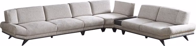 Graues Wohnnzimer Sofa L-Form Wohnlandschaft Ecksofa Polster Couch