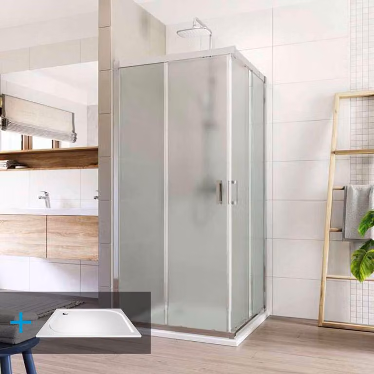 Cabina doccia Mereo, LIMA, quadrata, 90 cm, cromo ALU, vetro Point, piatto in marmo - CK608A22KM