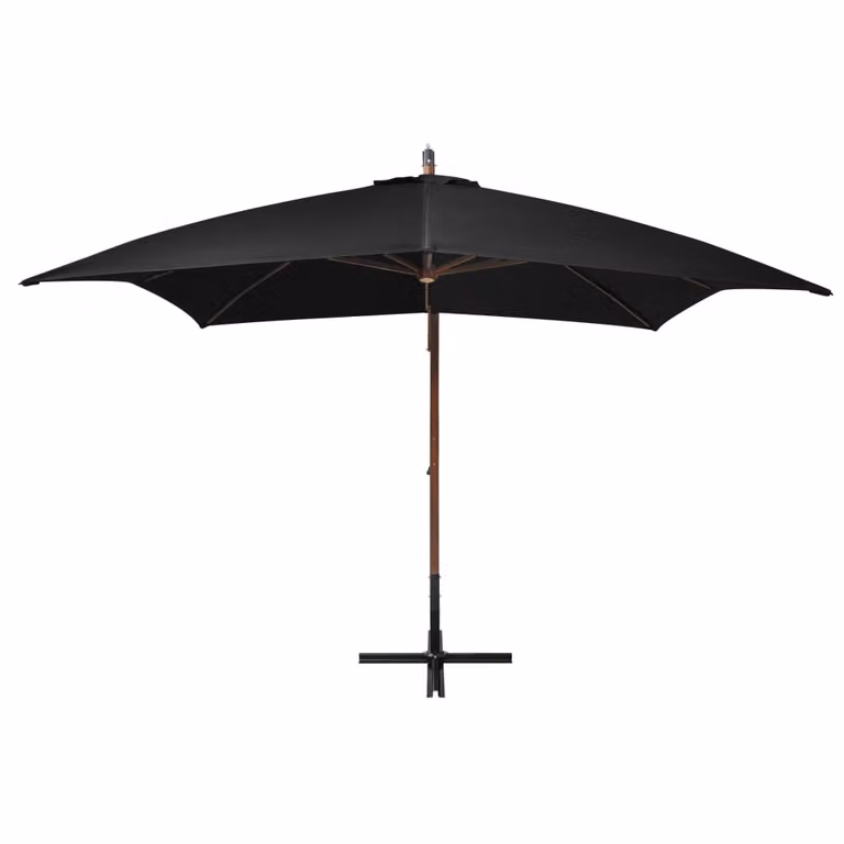 vidaXL Ombrello Ampel con palo nero 3x3 m in legno massiccio di abete