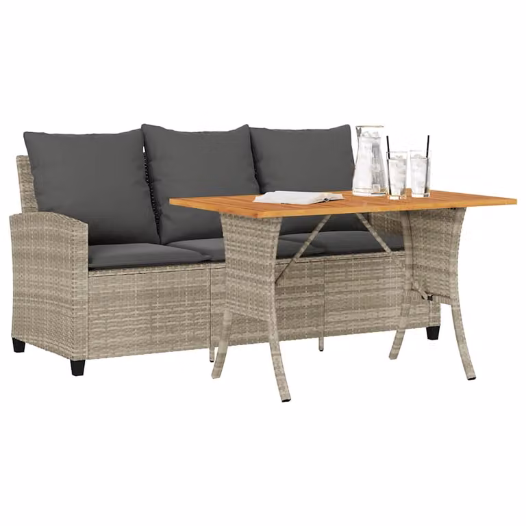 Set da giardino vidaXL composto da divano 3 posti con cuscini e tavolino, colore grigio
