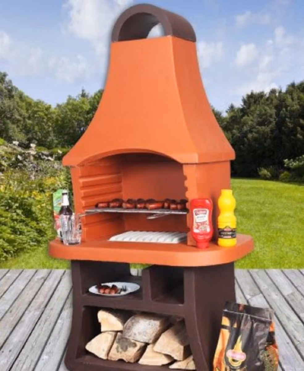 Casa Padrino barbecue da giardino arancio / marrone 98 x 58 x h. 177 cm