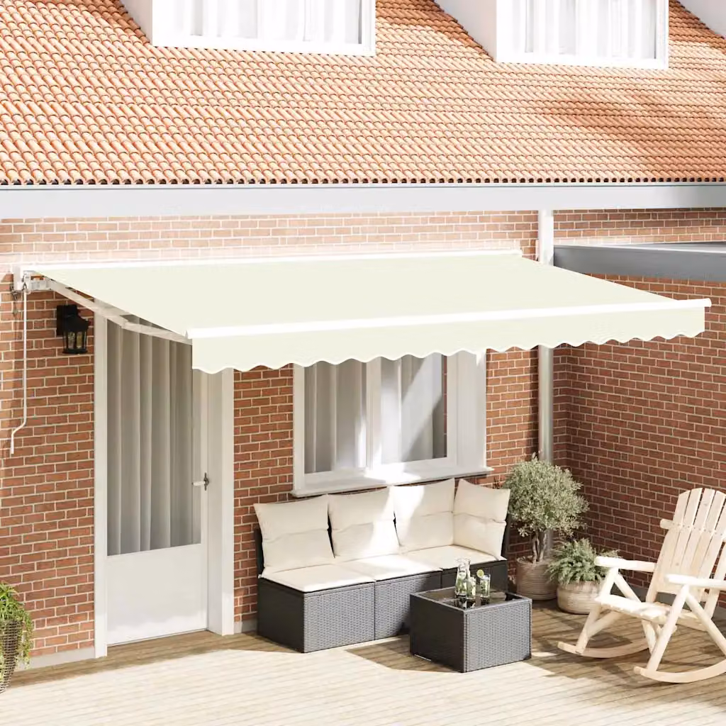 vidaXL Tendone a semi-cassonetto motorizzato in alluminio e poliestere, colore beige/bianco, L: 350 cm x H: 200 cm