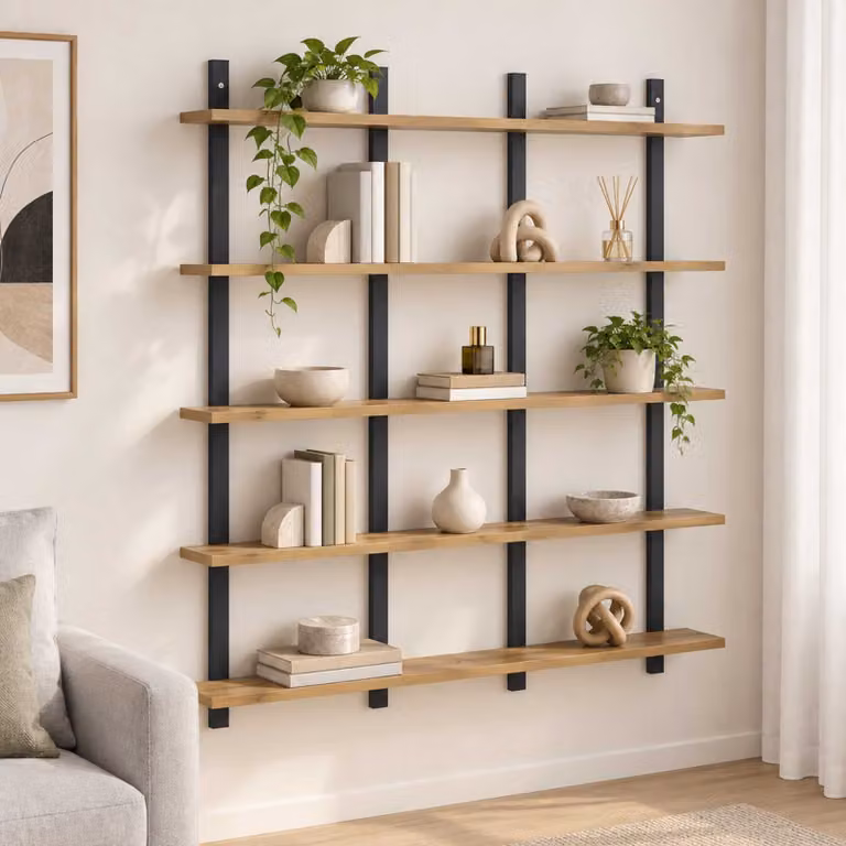 Scaffale da parete moderno vidaXL in legno color marrone L 102 cm x P 13,5 cm x H 102 cm
