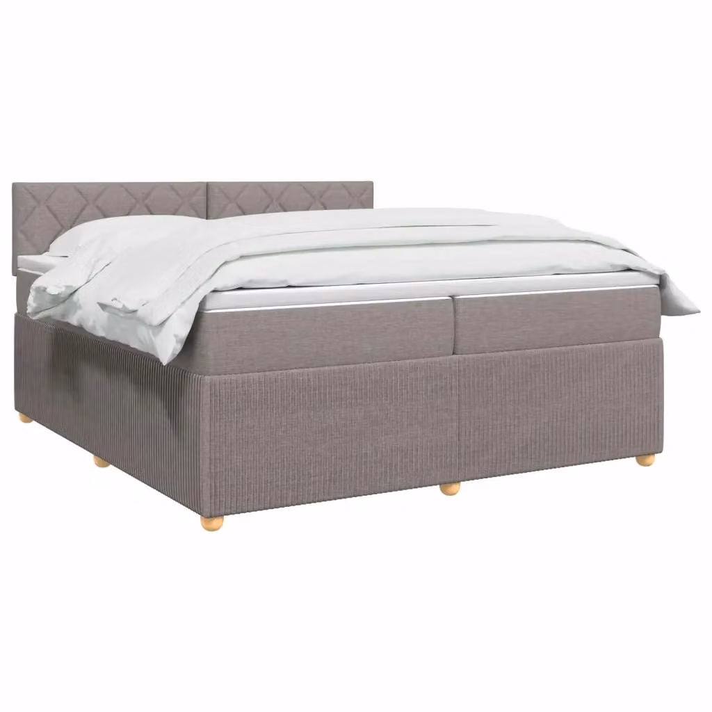 Letto box spring con materasso ibrido vidaXL in tessuto Tortora L/P/H: 200 x 200 x 100,5 cm – 2