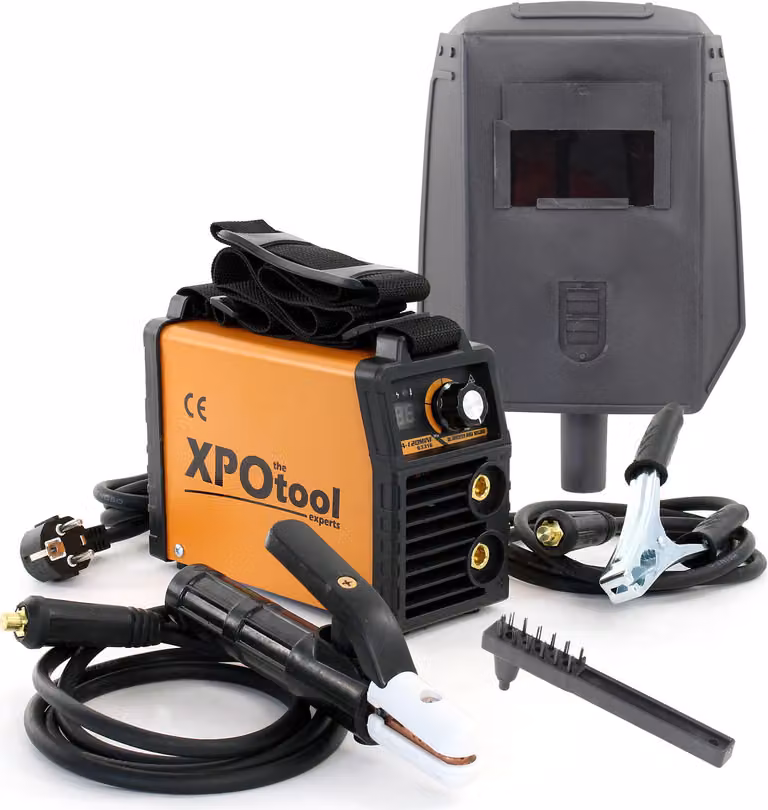 XPOtool Saldatore portatile ad elettrodi MMA 20-120A IGBT inverter, saldatore elettrico manuale con accessori, saldatore con forza d'arco, avviamento a caldo e funzione antiaderente