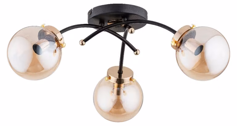 Lampada da soffitto NATELLA nero-ambra 3xE14x10W in vetro, dimensioni: 22x52x52 cm, IP20, Alfa