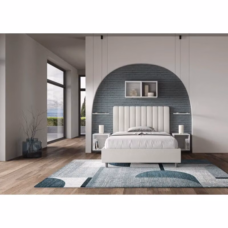 Letto imbottito Agueda Ityhome in similpelle bianco con rete, L: 145 cm, P: 220 cm, H: 122 cm – 2