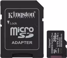 Scheda MicroSD Kingston Canvas Select Plus Gen3 da 256GB, Colore Nero