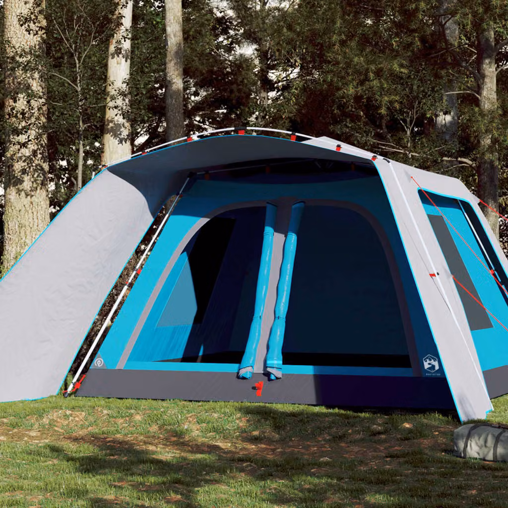vidaXL Tenda Familiare con Portico per 9 Persone Blu a Rilascio Rapido
