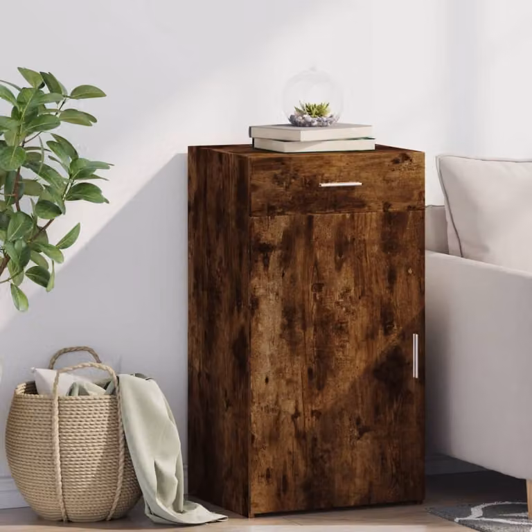 Credenza vidaXL in legno multistrato color rovere fumo L: 50 cm, P: 42,5 cm, H: 93 cm