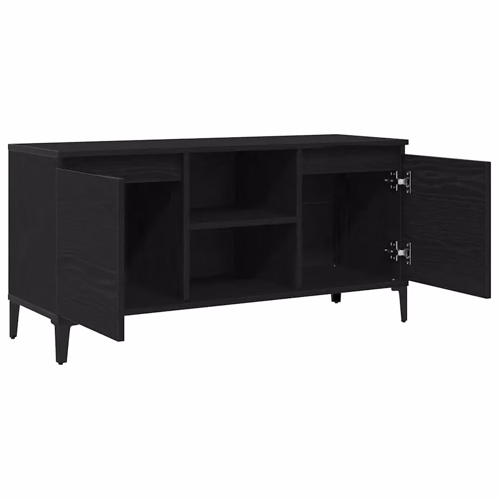 Mobile porta TV moderno HELLOSHOP26 in legno composito nero con vano contenitore L/P/H: 102 x 35 x 50 cm – 2