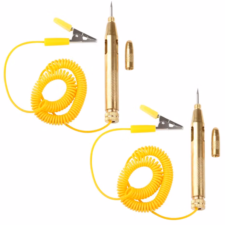 Set di 2 tester per circuiti elettrici, adatti per auto, con tensione DC da 6 V, 12 V e 24 V