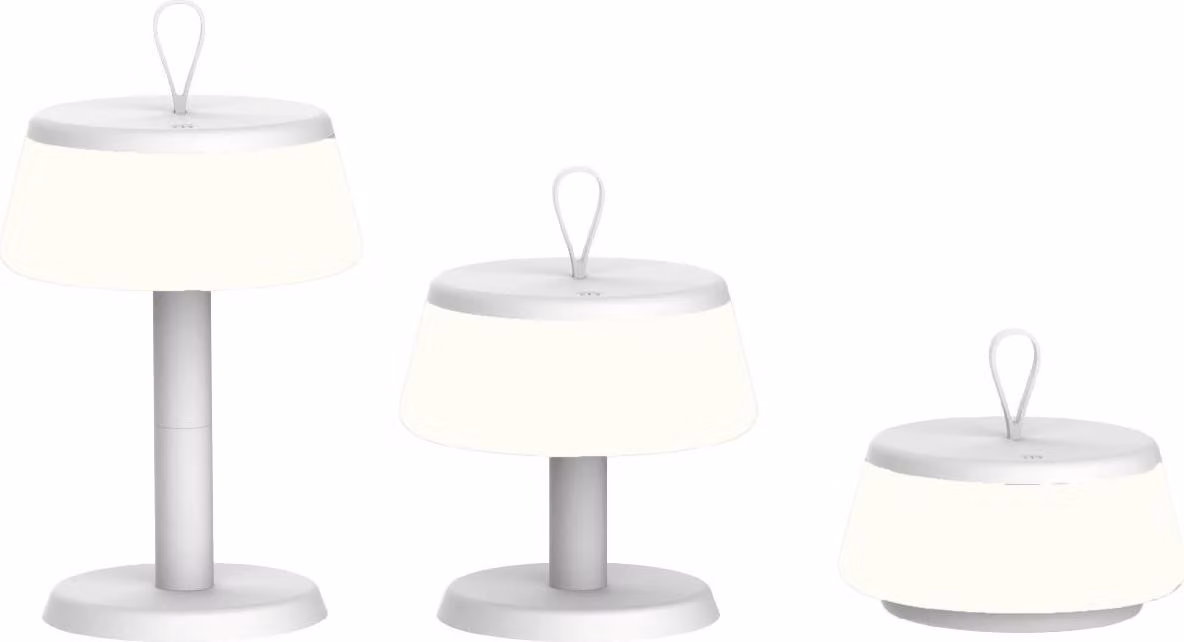 Luxus Europe - Lampada da tavolo Samos 3-in-1 - Set da 2 pezzi, colore bianco - Lampada da tavolo da esterno senza fili, con altezza regolabile – Ricaricabile