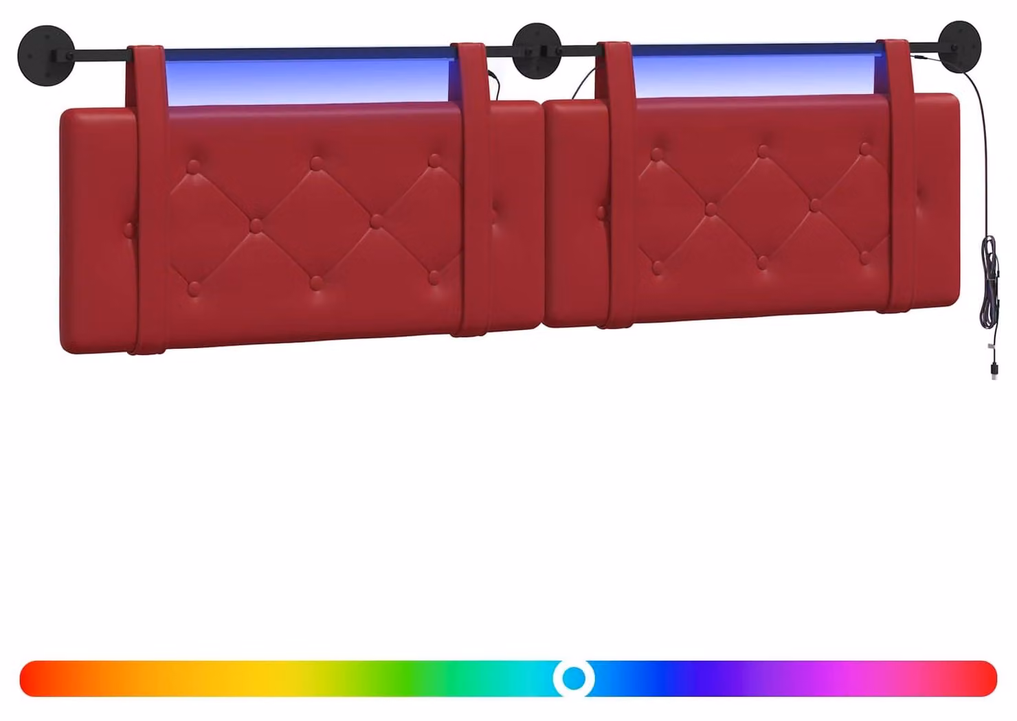 Testiera sospesa Con luce LED Rosso Vino Pelle finta