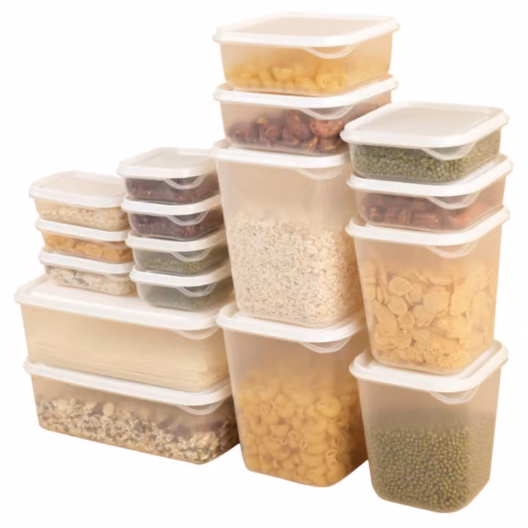 Set di 17 contenitori per alimenti con coperchio, ideali per il frigorifero