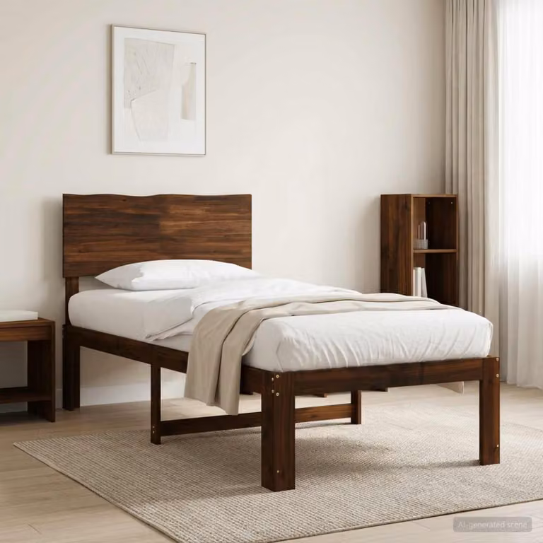 Letto Singolo con Testiera vidaXL ROSTOCK in Legno di Acacia Marrone Scuro L/P/H: 205.5 x 90 x 140 cm