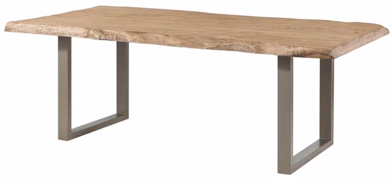 MASSIVMOEBEL24 | FREEFORM 5 tavolo da pranzo in legno di mango - verniciato beige / gambe in ferro U argento matt 240x100