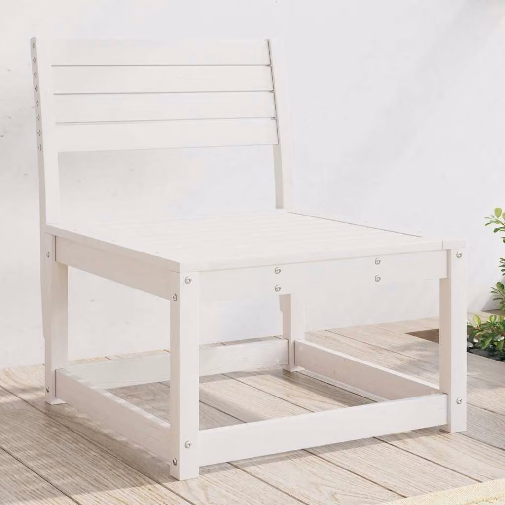 vidaXL Divano da Giardino Moderno in Legno di Pino Massello Bianco L: 147 cm, P: 73 cm, H: 78 cm
