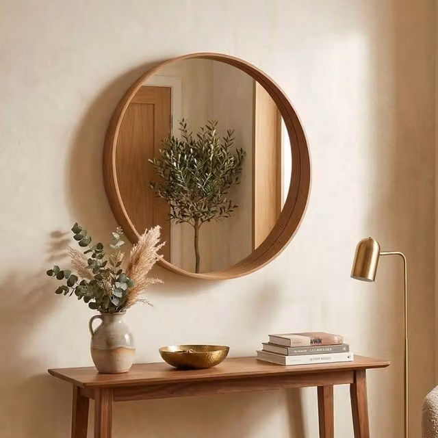 Specchio rotondo moderno Frentani in legno marrone, L: 80 cm, H: 80 cm